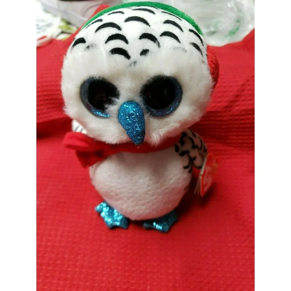 Ty Beanie Boos - NESTER the Christmas Owl (6‎ Inch) NEW - MINT with MINT TAGS 6T
